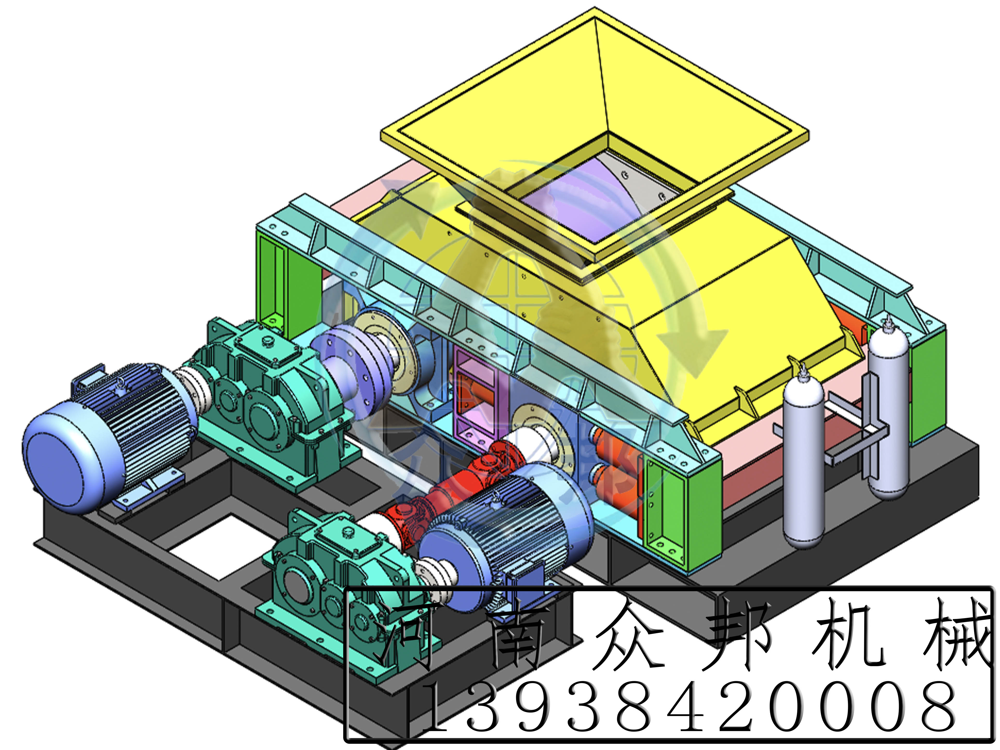 液壓對輥制砂機3D圖 液壓對輥制砂機3D圖